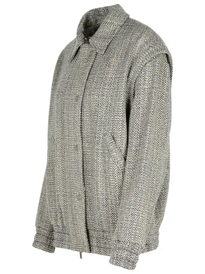Golden Goose Grey Wool Blend Bomber Jacket In Gray