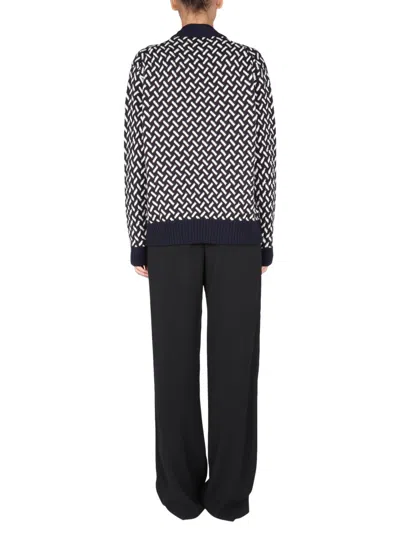 Jil Sander Fringed Tie-neck Intarsia Wool Sweater In Multicolor