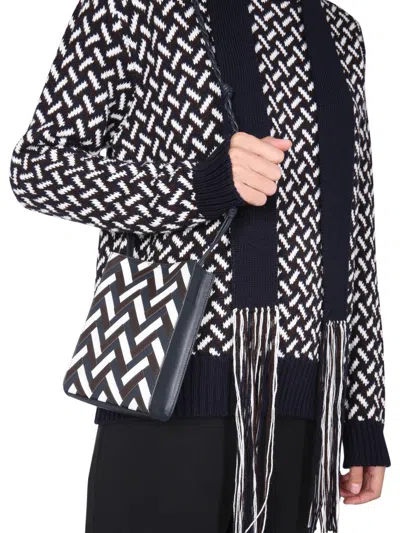 Jil Sander Fringed Tie-neck Intarsia Wool Sweater In Multicolor