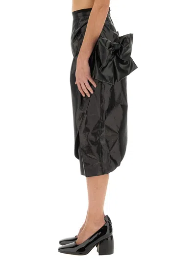 Maison Margiela Black Coated Midi Skirt In Black