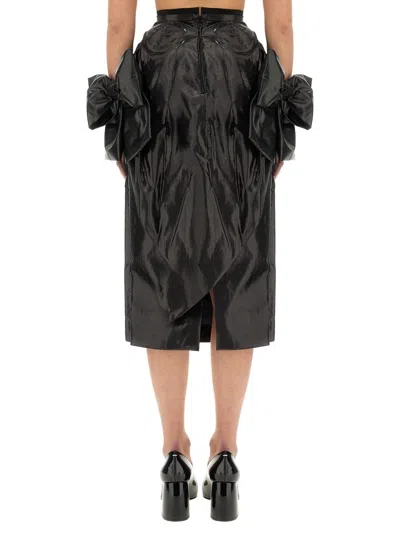 Maison Margiela Black Coated Midi Skirt In Black