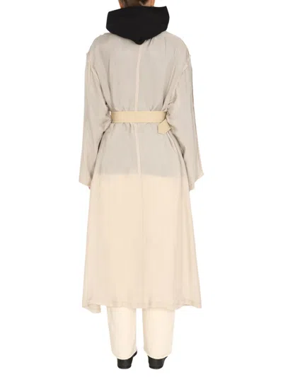 Maison Margiela Doppelreihiger Trenchcoat Aus Baumwoll-gabardine Mit Charmeuse-einsatz In Cream