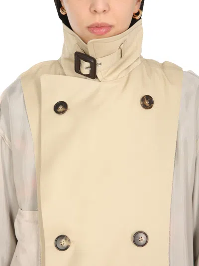 Maison Margiela Doppelreihiger Trenchcoat Aus Baumwoll-gabardine Mit Charmeuse-einsatz In Cream