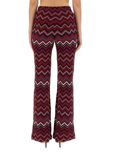 Missoni Chevron Knit Flare Pull-on Trousers In Multicolor
