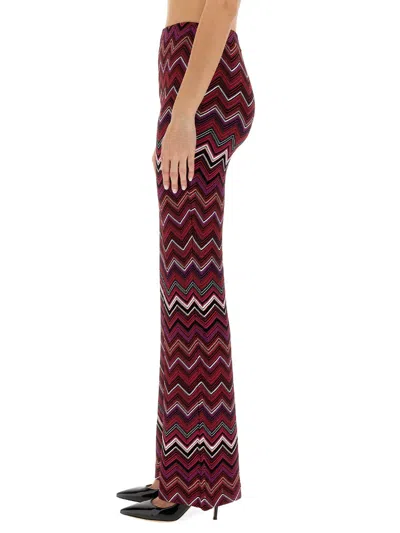 Missoni Chevron Knit Flare Pull-on Trousers In Multicolor