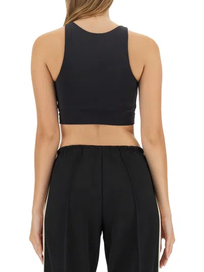 Palm Angels Black Training Crop Sport Top In Black