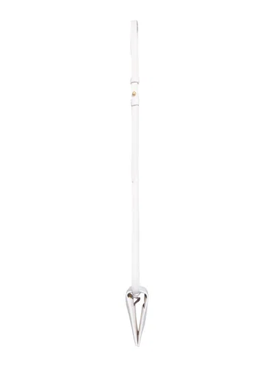 Thom Browne Women Card Holder With Shoulder Strap In White
