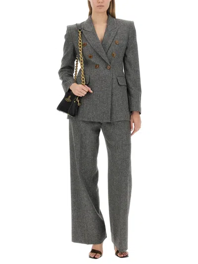 Vivienne Westwood Tailored Straight Wool Pants In Gray