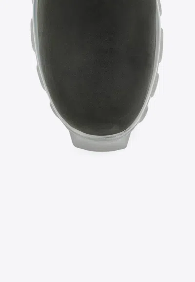 Rick Owens Dark Green Tractor Ankle Boots With Elastic Gussets In Dark Green