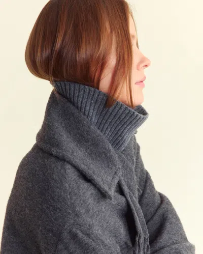 Billy Reid Long Blanket Fringe Coat In Charcoal
