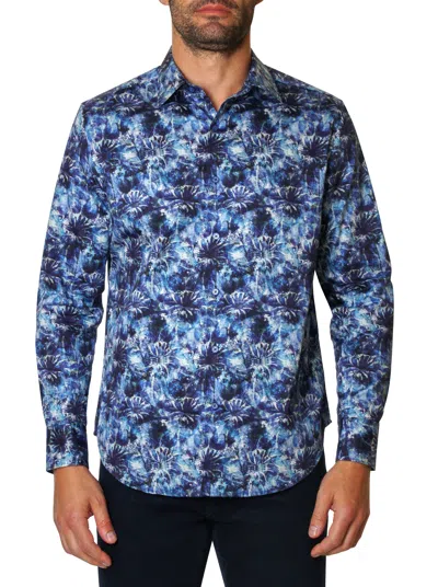Robert Graham Flemming Abstract Print Cotton Button-up Shirt In Blue