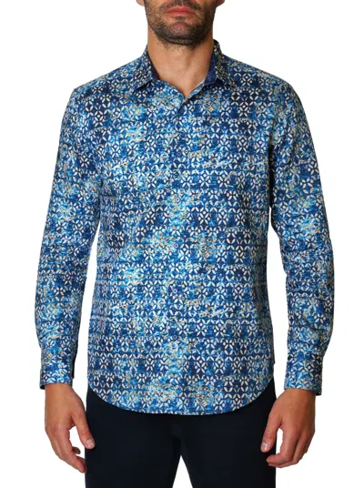 Robert Graham Mezza Abstract Print Button-up Shirt In Blue