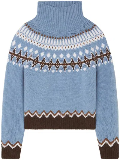 Shop Alanui Sweet Winter Turtleneck Clothing In Blue