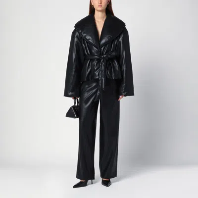 Rotate Birger Christensen Black Faux Leather Trousers In Black