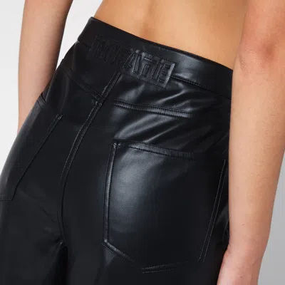 Rotate Birger Christensen Black Faux Leather Trousers In Black