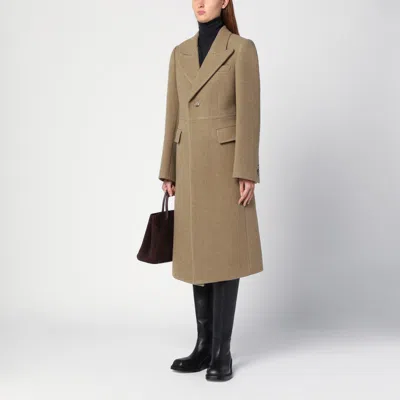 Shop Burberry Beige Single-breasted Wool Coat In Grey