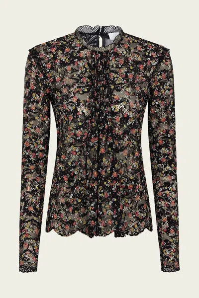 Rabanne Floral-print Lace Top In Black Multi