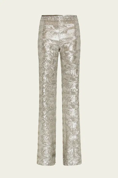 Forte Forte La Danza Del Mare Sequins Flare Pants In Silver
