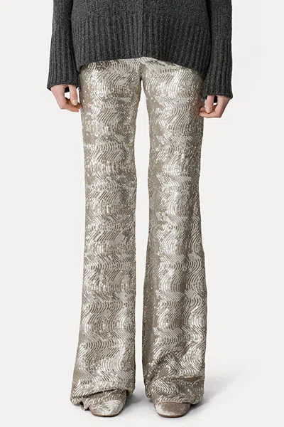 Forte Forte La Danza Del Mare Sequins Flare Pants In Silver