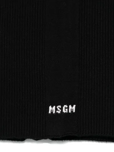 Msgm Ribbed-knit Skirt In Black