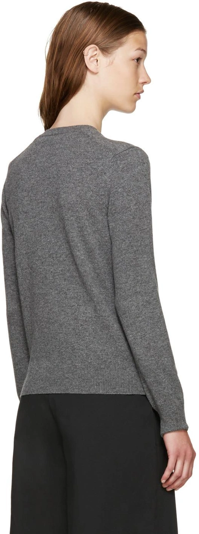 Shop Comme Des Garçons Play Grey Wool Heart Cardigan