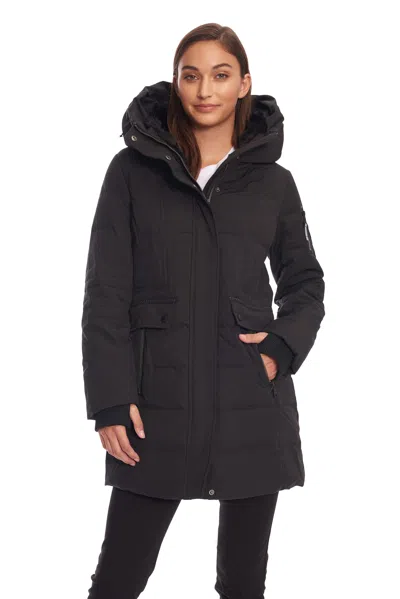 Alpine North Kootney Women's Vegan Down (recycled) Mid-length Parka In Black