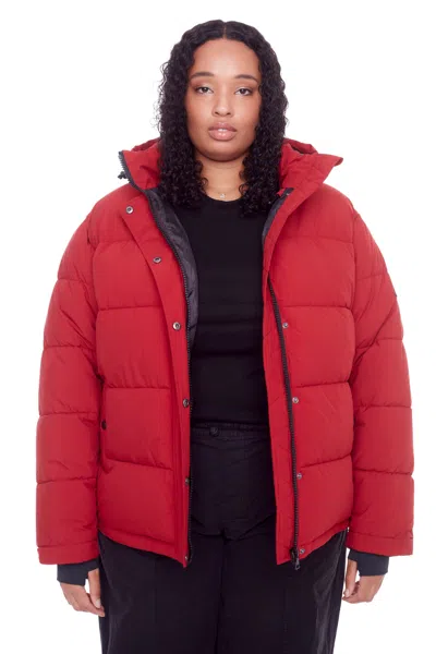 Alpine North Forillon Plus Women's Vegan Down (recycled) Short Quilted Puffer Jacket (plus Size) In Red