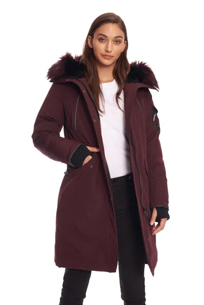 Alpine North Women's Laurentian | Long Parka Winter With Faux Fur Hood In Red