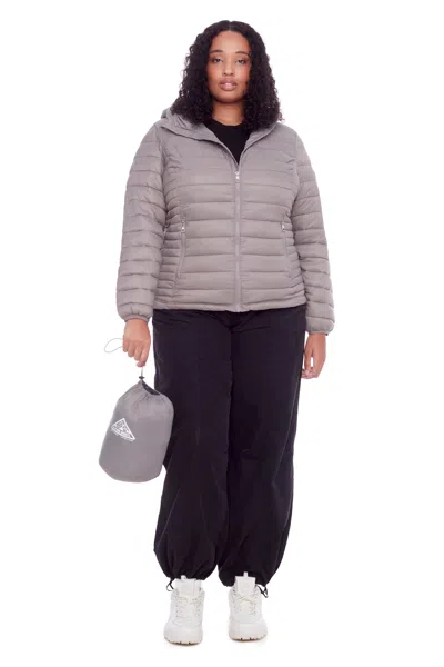 Alpine North Yoho Plus Women's Vegan Down (recycled) Lightweight Packable Puffer (plus Size) In Grey
