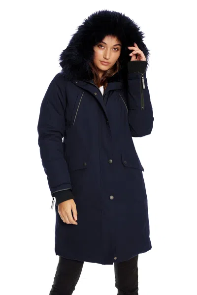 Alpine North Laurentian Women's Vegan Down (recycled) Long Parka In Blue