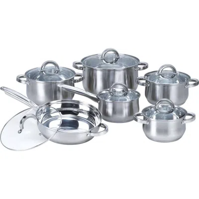 Quikfurn 12-piece Stainless Steel Cookware Set With Casseroles Frying Pan And Saucepan