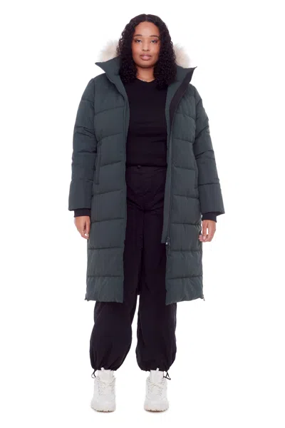 Alpine North Kluane Plus Women's Vegan Down (recycled) Ultra Long Length Parka (plus Size) In Green