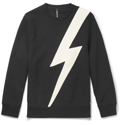 Shop Neil Barrett Faux Leather-panelled Jersey Sweatshirt