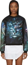JUUN.J SSENSE Exclusive Black & Teal Cosmic Cat Sweatshirt