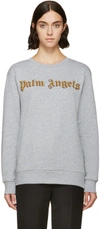 PALM ANGELS Grey Embroidered Logo Bullion Sweatshirt