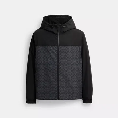 Coach Outlet Signature Full Zip Windbreaker In Recycled Polyester In Grey