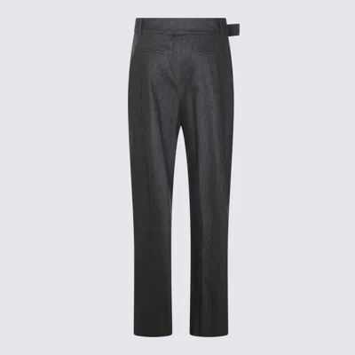 Shop Eleventy Dark Grey Wool Pants In Multicolor