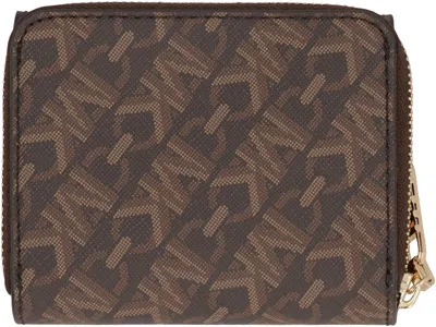 Shop Michael Kors Empire Coated Canvas Wallet In Brown