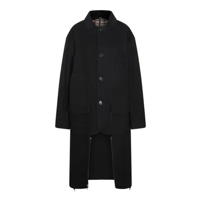 Shop Maison Margiela Black Wool Coat