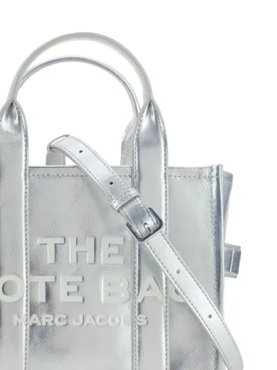Marc Jacobs The Metallic Leather Tote Bag In Silver
