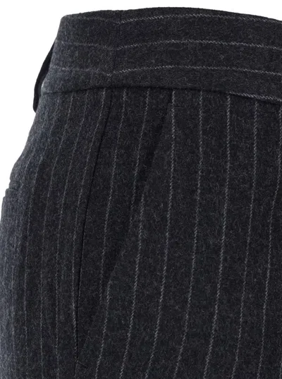 Michael Kors Navy Blue Pleated Pants In Black