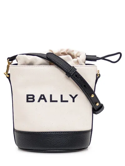 Shop Bally Bar Mini Bucket Bag In White