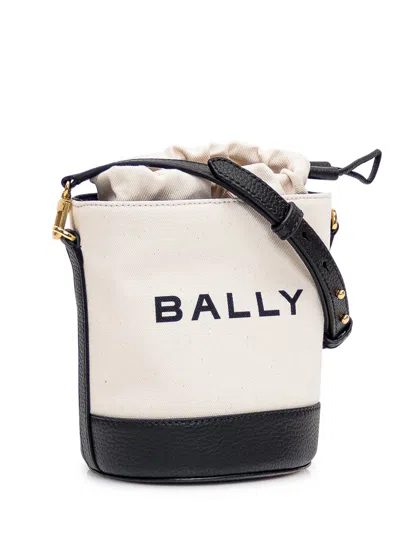 Shop Bally Bar Mini Bucket Bag In White