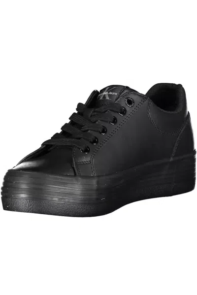 Calvin Klein Eco-conscious Lace-up Sneakers In Sleek Black In Black
