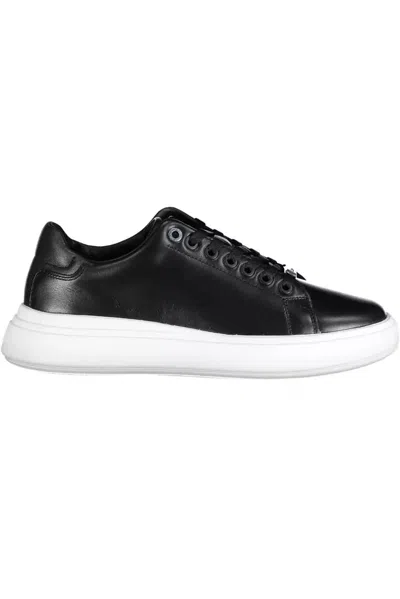 Calvin Klein Sleek Black Contrasting Lace-up Sneakers In Black