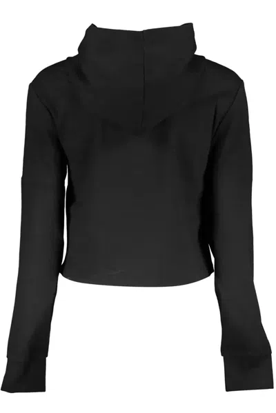 Calvin Klein Sleek Hooded Sweatshirt With Contrasting Logo In Black
