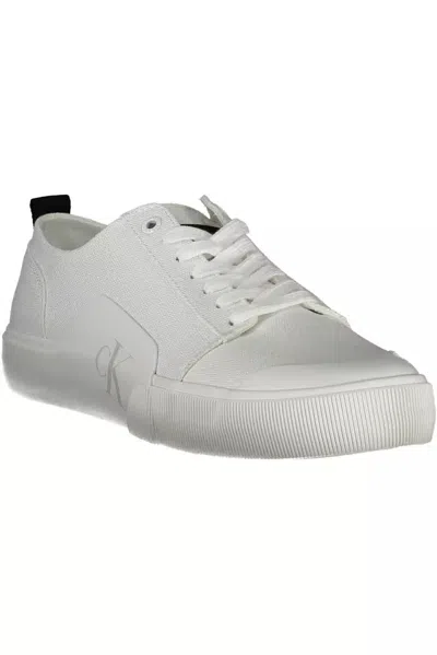 Calvin Klein Eco-conscious White Sneakers With Logo Accents In White