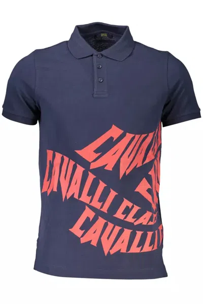 Cavalli Class Blue Cotton Men Polo Shirt In Blue