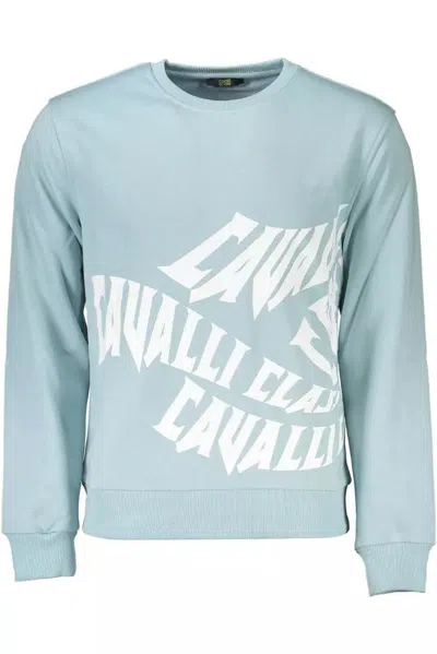 Cavalli Class Light Blue Cotton Men Sweater In Light Blue