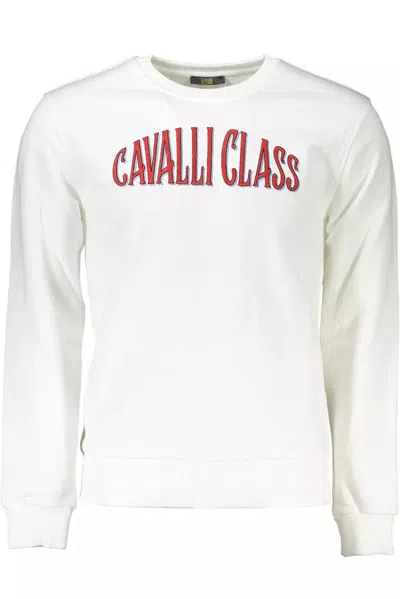 Cavalli Class White Cotton Sweater In White